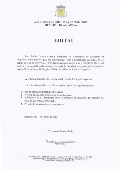 Sess&atilde;o de Assembleia de Bugalhos
