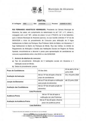 Concurso para atribui&ccedil;&atilde;o   habita&ccedil;&otilde;es sociais